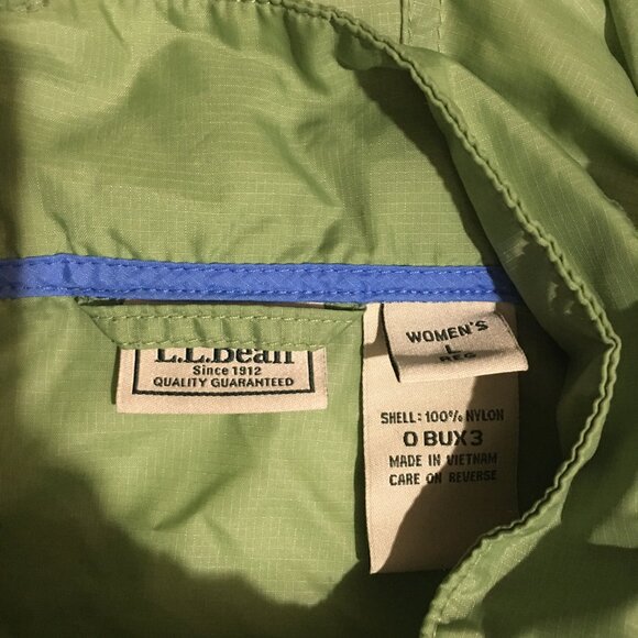 LL Bean Womens Large Green Windbreaker Rain Jacket Nylon - Picture 4 of 7